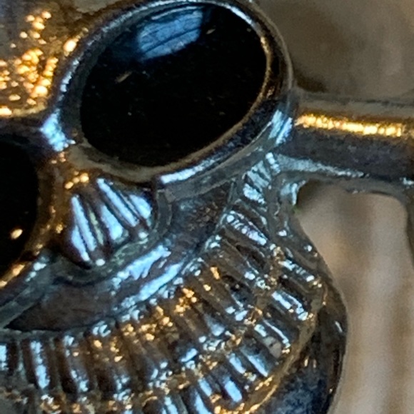 Huge & Wide Silver Skull w Wings Statement Cocktail Ring Size 7.5 - Picture 8 of 11